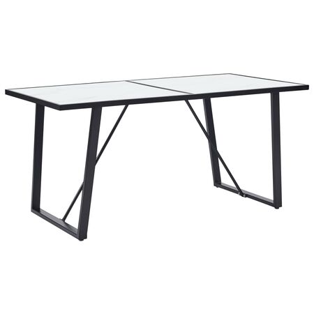  Masă de bucătărie, alb, 160 x 80 x 75 cm, sticlă securizată