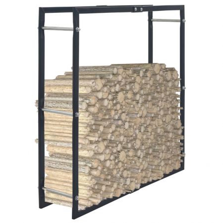 Rastel pentru lemne de foc, negru, 100 x 25 x 100 cm