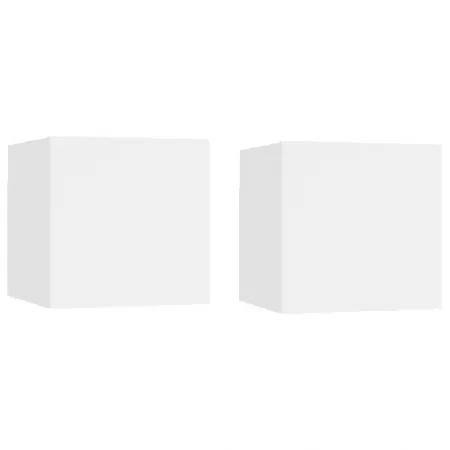  Noptiere, 2 buc., alb, 30,5x30x30 cm, lemn prelucrat