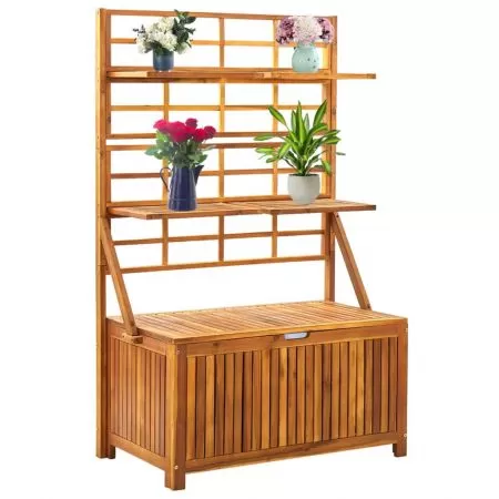  Cutie de depozitare cu spalier, 99x55x160 cm, lemn masiv acacia