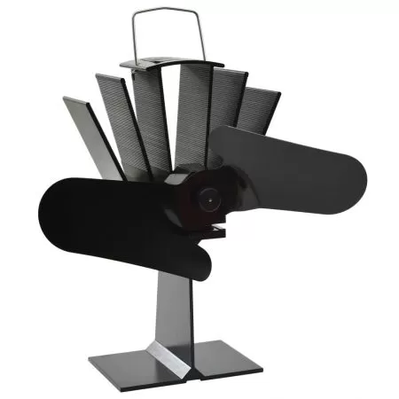 Ventilator de sobă cu alimentare termică, 2 palete, negru