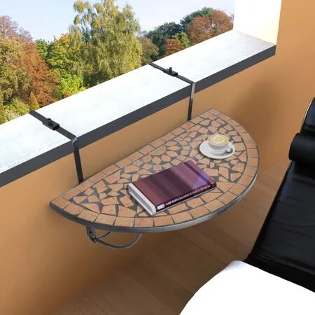  Masă de balcon suspendată, cărămiziu, mozaic