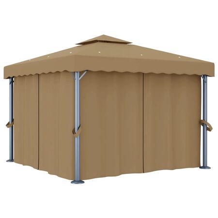 Pavilion cu perdea, gri taupe, 3x3 m, aluminiu