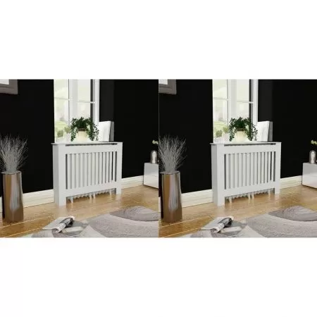  Mască de calorifer, 2 buc., alb, 112 cm, MDF