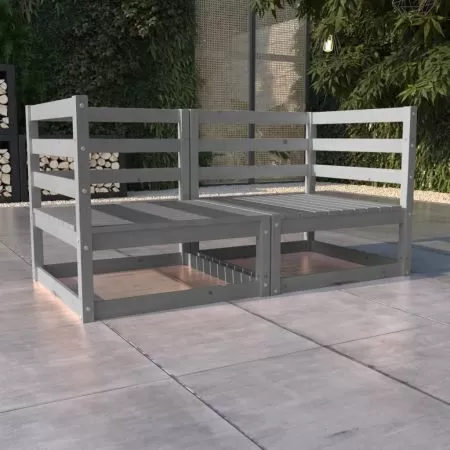  Canapea de grădină cu 2 locuri, gri, lemn masiv de pin
