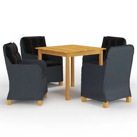  Set mobilier de grădină, 5 piese, gri închis