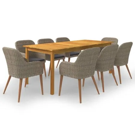  Set mobilier de grădină, 9 piese, maro