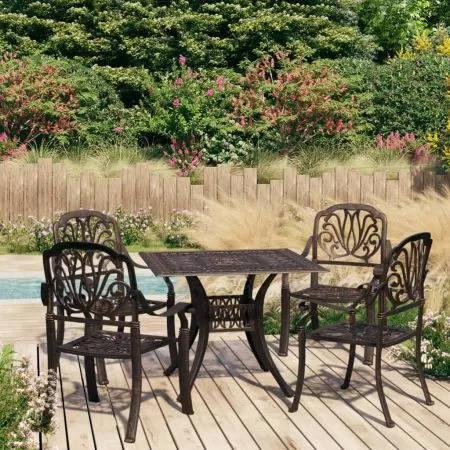  Set mobilier bistro, 5 piese, bronz, aluminiu turnat