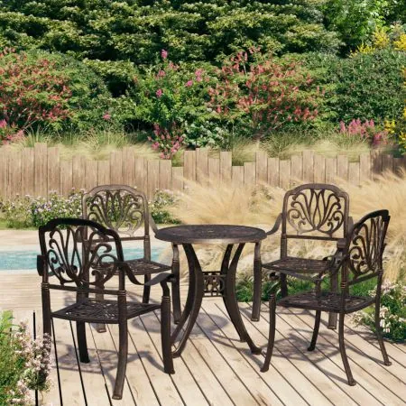  Set mobilier bistro, 5 piese, bronz, aluminiu turnat