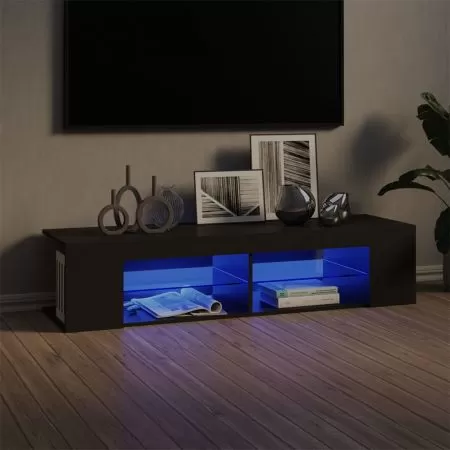 Comoda TV cu lumini LED, gri, 135 x 39 x 30 cm