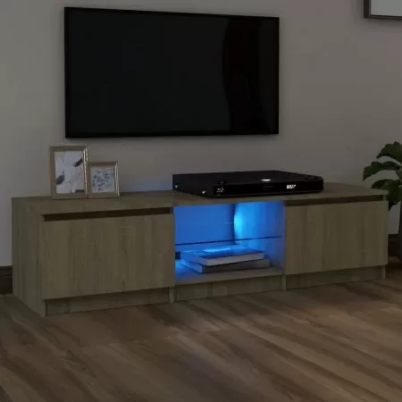  Comodă TV cu lumini LED, stejar sonoma, 140x40x35,5 cm
