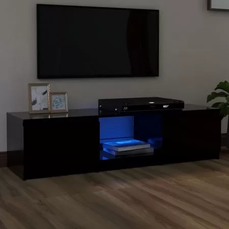  Comodă TV cu lumini LED, negru, 140x40x35,5 cm