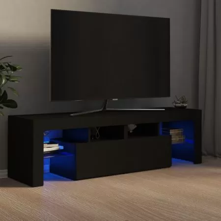 Comoda TV cu lumini LED, negru, 140 x 35 x 40 cm