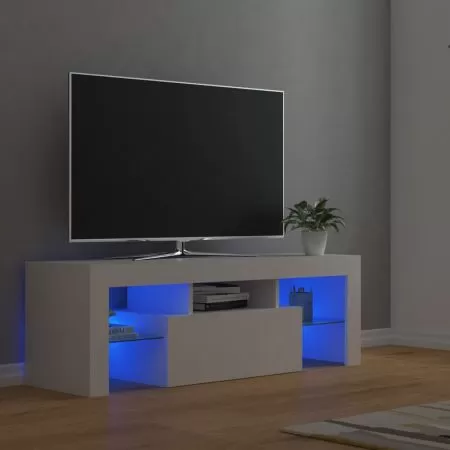 Comoda TV cu lumini LED, alb, 120 x 35 x 40 cm