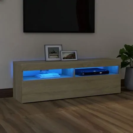  Comodă TV cu lumini LED, stejar Sonoma, 120x35x40 cm
