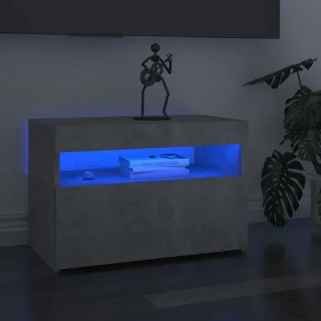  Comodă TV cu lumini LED, gri beton, 60x35x40 cm