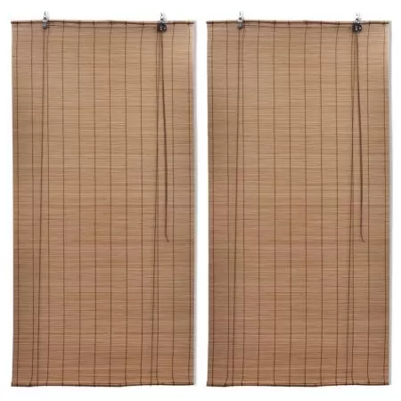  Jaluzele din bambus tip rulou, 2 buc., maro, 80 x 160 cm