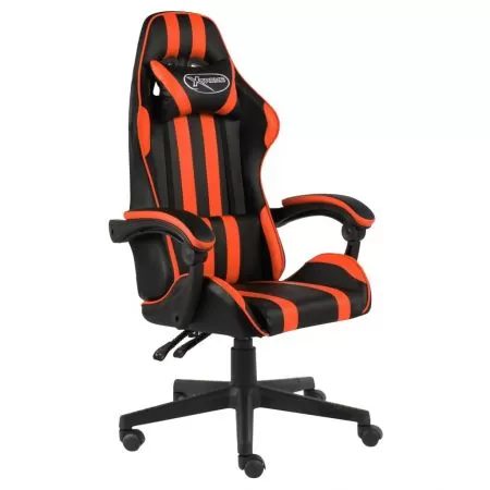  Scaun de racing, negru și portocaliu, piele ecologică