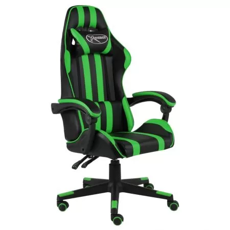  Scaun de racing, negru și verde, piele ecologică