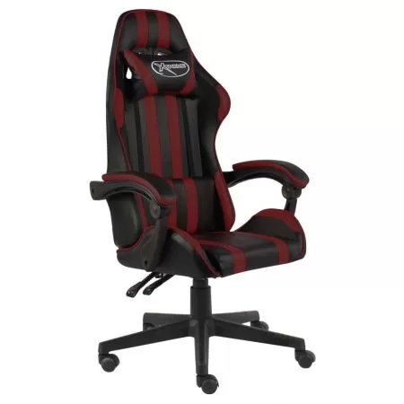  Scaun de racing, negru și roșu vin, piele ecologică