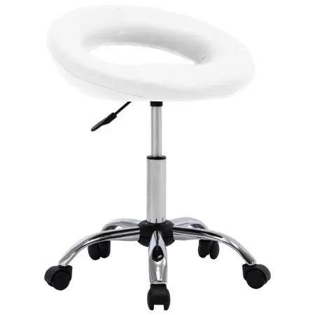  Scaun de lucru pivotant, alb, piele ecologică