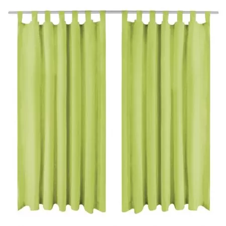  Draperii micro-satin cu bride, 2 buc, 140 x 245 cm, verde