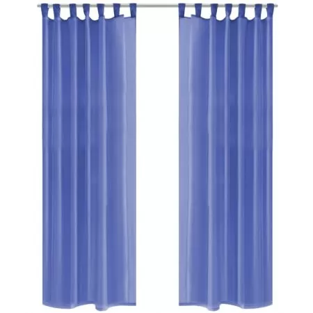 Set 2 bucati draperii din voal, albastru regal, 140 x 175 cm