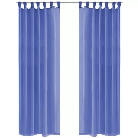 Set 2 bucati draperii din voal, albastru regal, 140 x 225 cm
