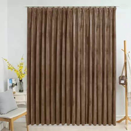  Draperie opacă, bej, 290 x 245 cm, catifea, cu cârlige