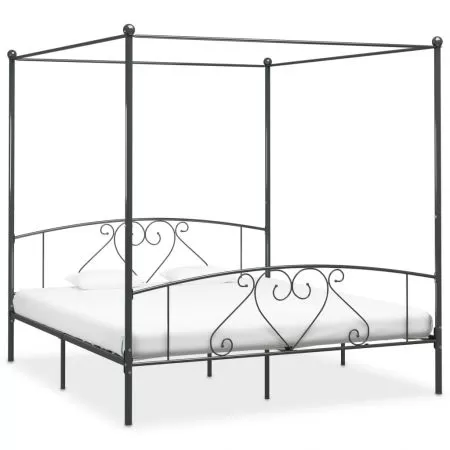 Cadru de pat cu baldachin, gri, 180 x 200 cm
