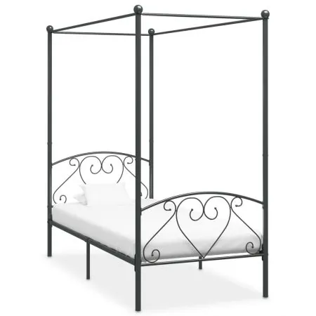 Cadru de pat cu baldachin, gri, 120 x 200 cm, metal 