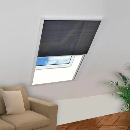 Fereastra cu ecran de insecte plisat, alb, 80 x 160 cm