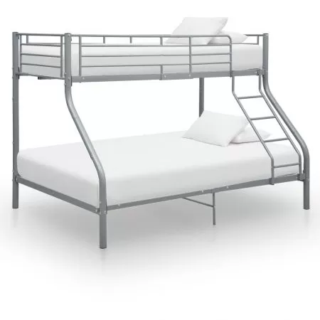  Cadru de pat supraetajat, gri, 140 x 200/90 x 200 cm, metal