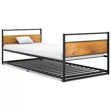  Cadru pat extensibil, negru, 90x200 cm, metal