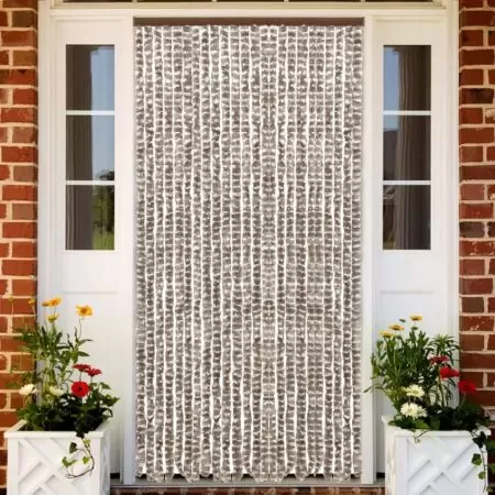  Perdea pentru insecte, gri taupe și alb, 100 x 220 cm, chenille