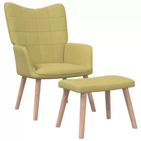 Scaun de relaxare cu taburet, verde