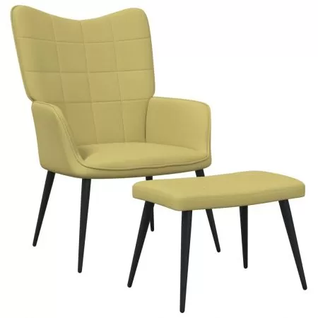 Scaun de relaxare cu taburet, verde