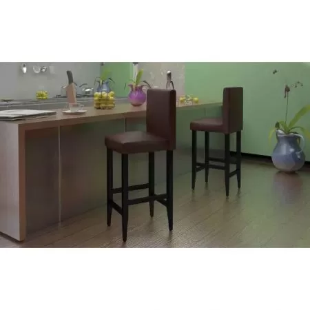 Scaune de bar, 6 buc., maro închis, piele ecologică
