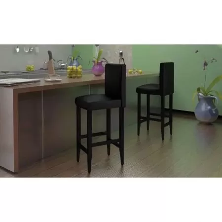  Scaune de bar, 6 buc., negru, piele ecologică