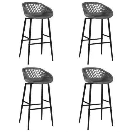Set 4 bucati scaune de bar, gri si negru