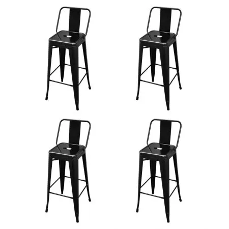  Scaune de bar, 4 buc., negru, plastic
