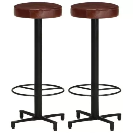  Scaune de bar, 2 buc., 76 cm, piele naturală