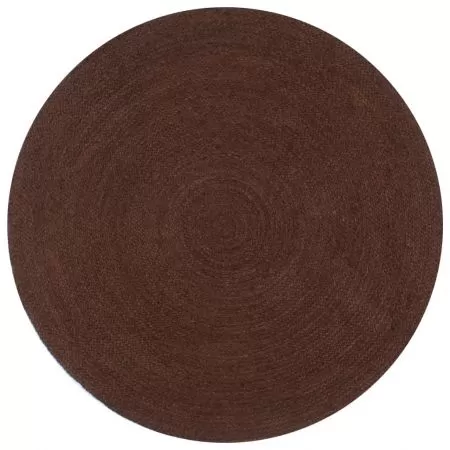  Covor manual, maro, 90 cm, iută, rotund