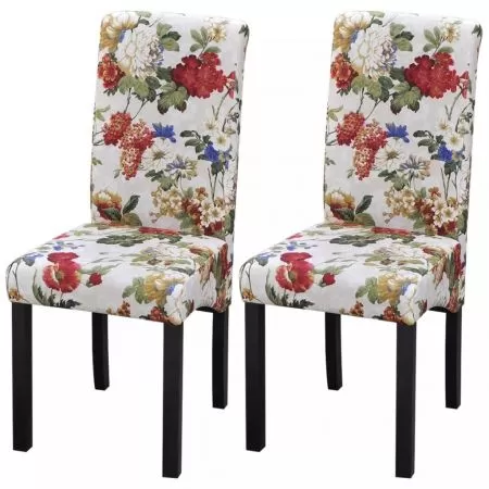  Scaune de bucătărie, 2 buc., multicolor, material textil