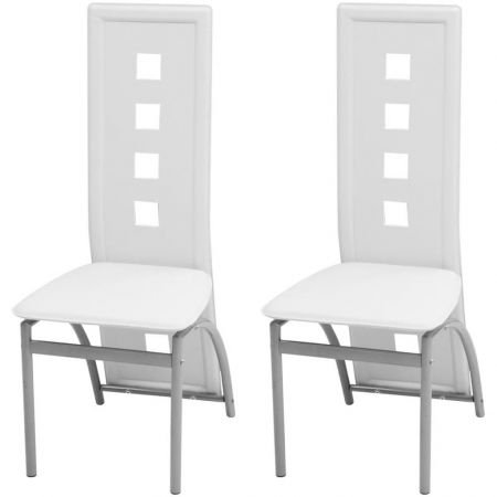Set 2 bucati scaune de bucatarie, alb, 43 x 55.5 x 108 cm