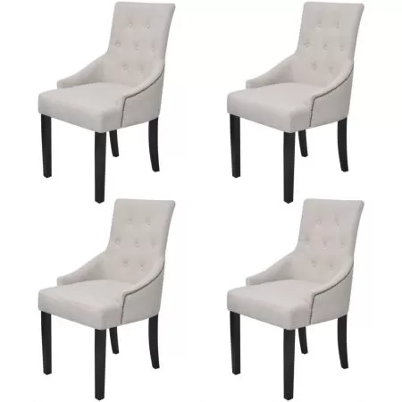 Set 4 bucati scaune de sufragerie, crem, 52 x 63 x 94 cm