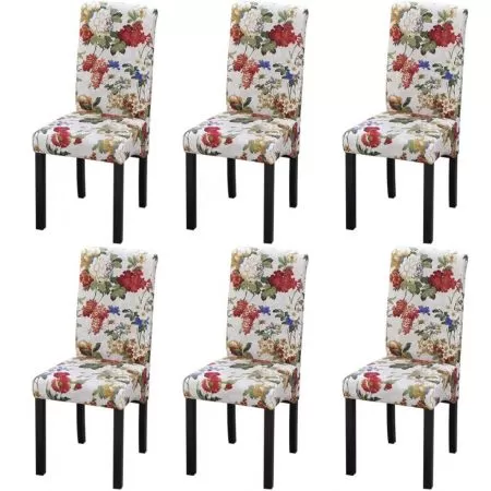   Scaune de bucătărie, 6 buc., multicolor, material textil