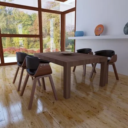  Scaune de bucătărie, 4 buc, crem, lemn curbat & piele ecologică