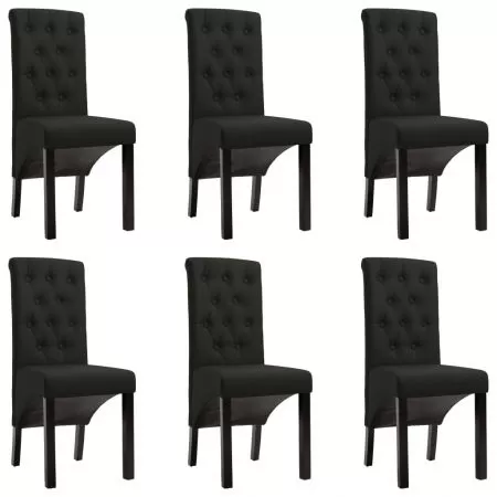   Scaune de sufragerie, 6 buc. negru, material textil