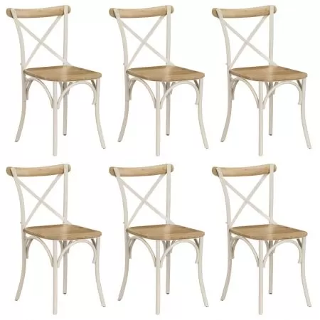 Set 6 bucati scaune cu spatar in cruce, alb